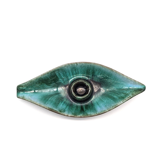 Blue Mountain Pottery Leaf Candle Holder Drip Glaze Redware Vintage - Picture 8 of 12